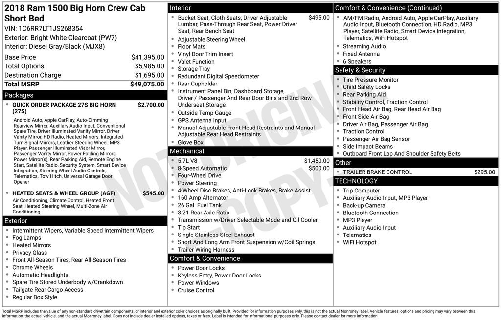 Used 2018 RAM 1500 Big Horn AWD/4WD image 6