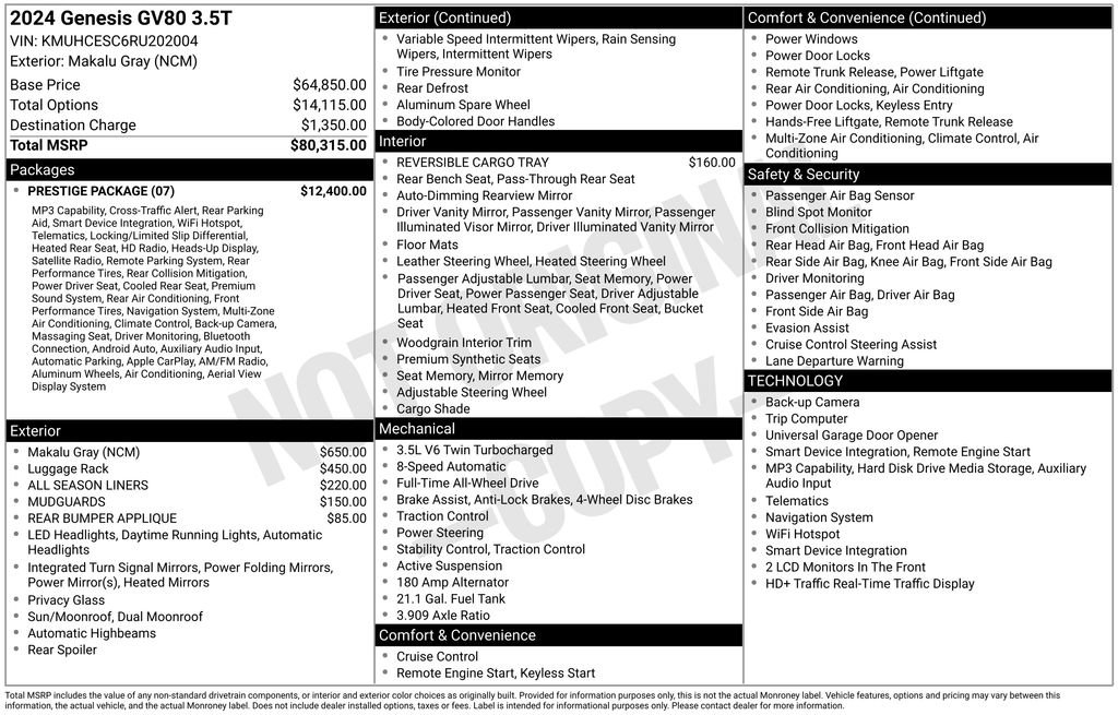 Used 2024 Genesis GV80 3.5T image 4