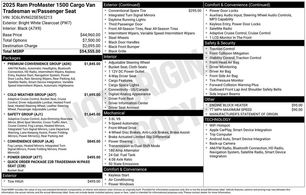 Used 2025 RAM ProMaster 1500 w/ Premium Convenience Group FWD image 11
