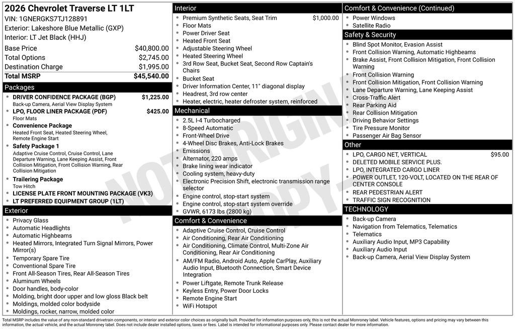 Used 2026 Chevrolet Traverse LT w/ Driver Confidence Package FWD image 37