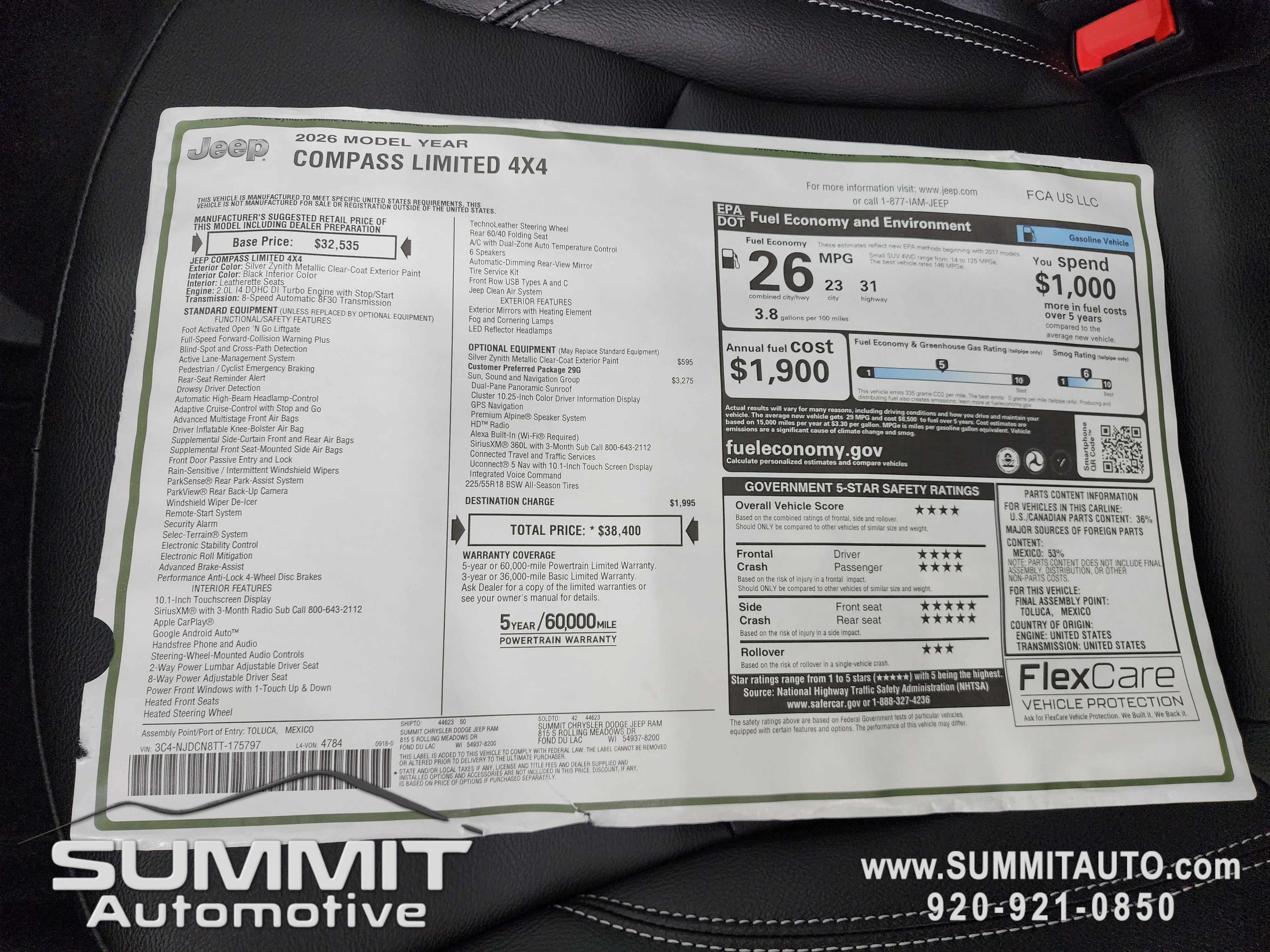 New 2026 Jeep Compass Limited w/ Sun, Sound & Navigation Group image 33