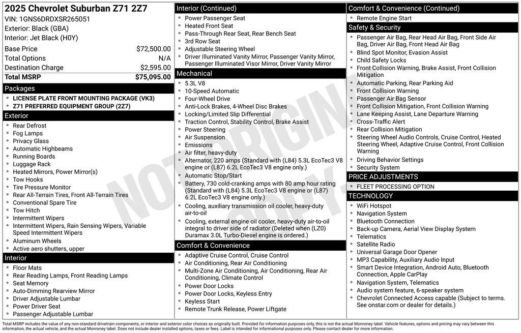 Used 2025 Chevrolet Suburban Z71 AWD/4WD image 5