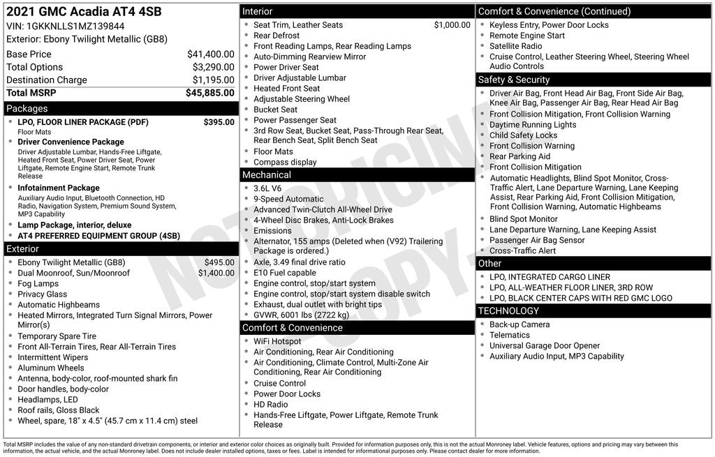 Used 2021 GMC Acadia AT4 w/ LPO, Floor Liner Package AWD/4WD image 2