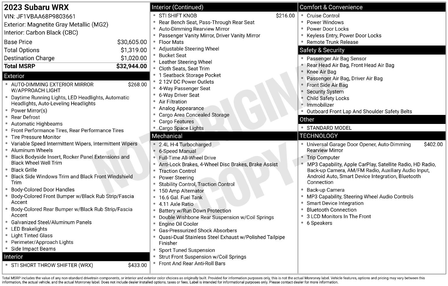 Certified 2023 Subaru WRX AWD/4WD image 34