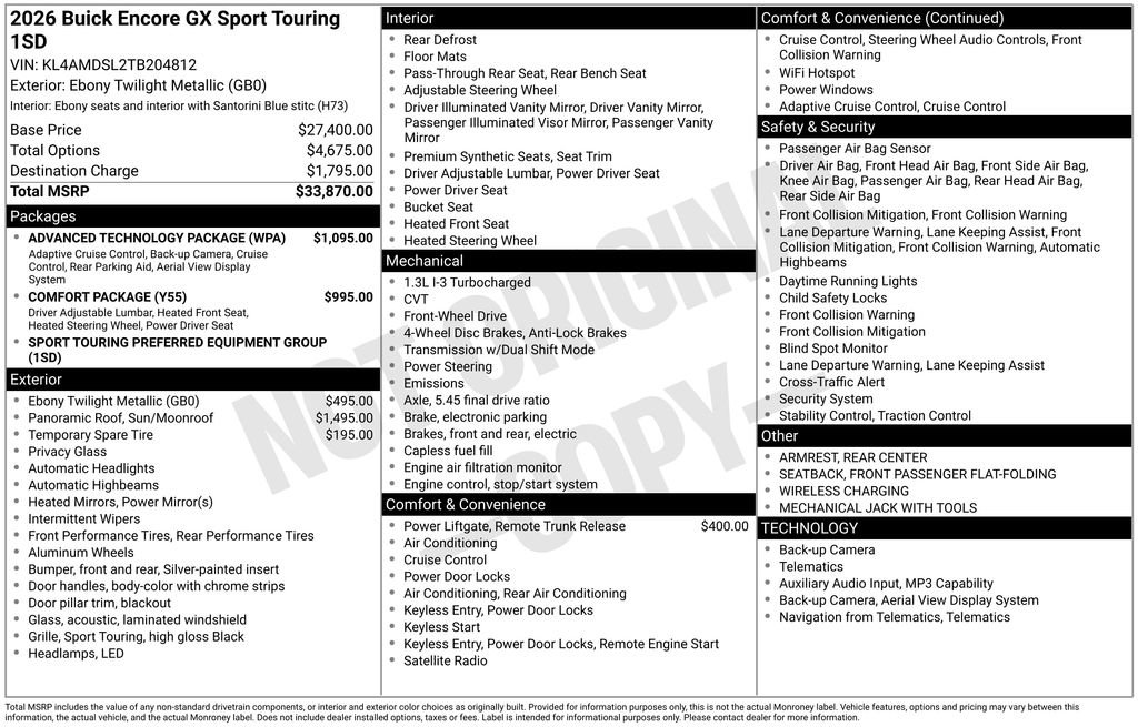 New 2026 Buick Encore GX Sport Touring w/ Advanced Technology Package FWD image 43