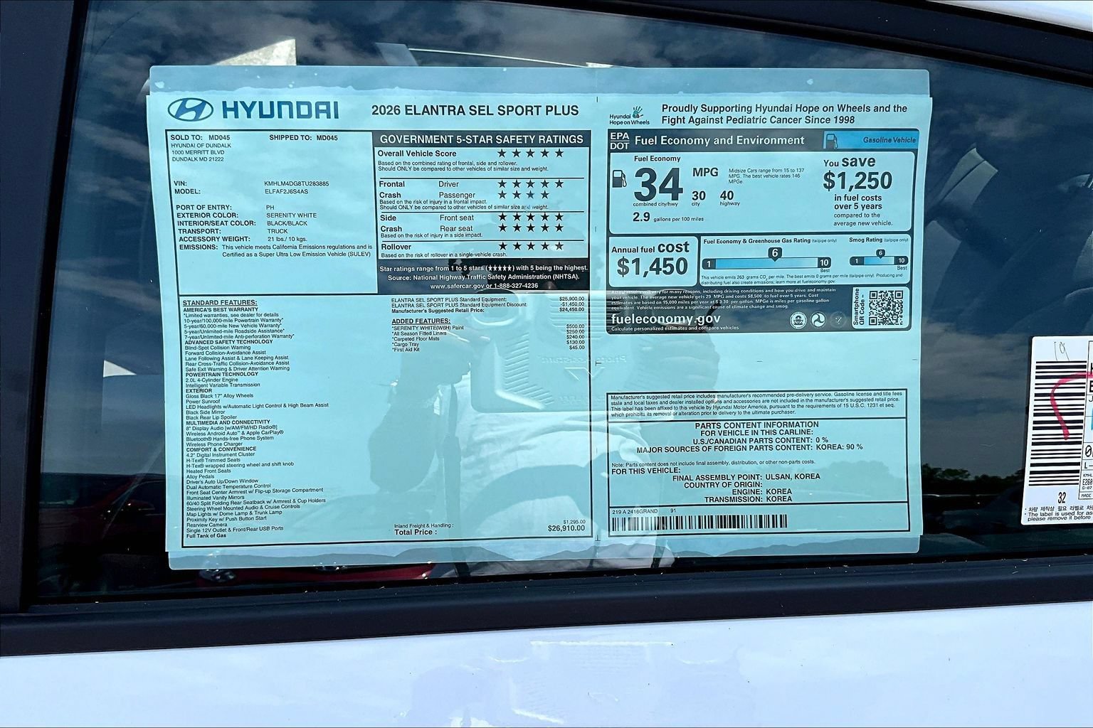 New 2026 Hyundai Elantra SEL Sport FWD image 16