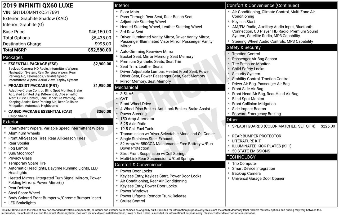 Certified 2019 INFINITI QX60 Luxe w/ Essential Package image 64