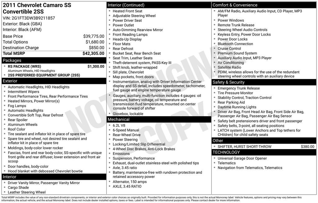 Used 2011 Chevrolet Camaro SS w/ RS Package image 23