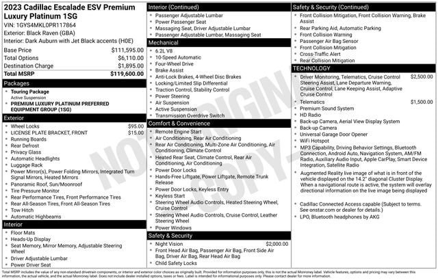 Used 2023 Cadillac Escalade ESV Premium Luxury Platinum AWD/4WD image 53