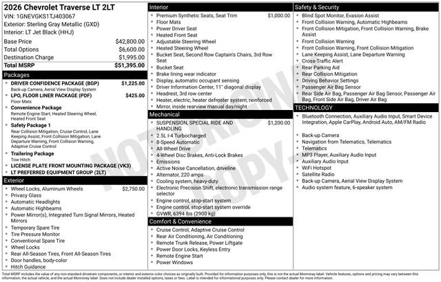 New 2026 Chevrolet Traverse LT w/ Driver Confidence Package AWD/4WD image 30