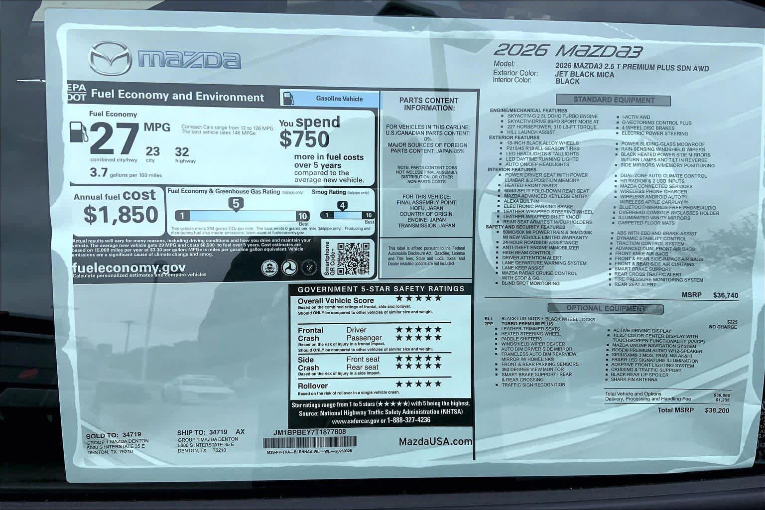 New 2026 MAZDA MAZDA3 2.5 Turbo Sedan w/Premium Plus AWD/4WD image 21