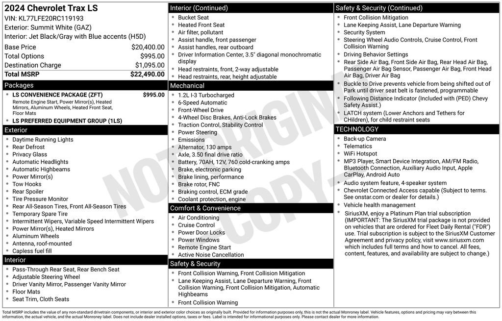 Used 2024 Chevrolet Trax LS w/ LS Convenience Package FWD image 6
