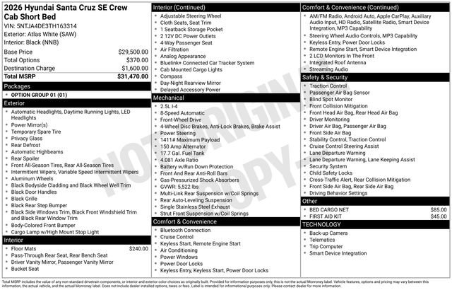 New 2026 Hyundai Santa Cruz SE image 4