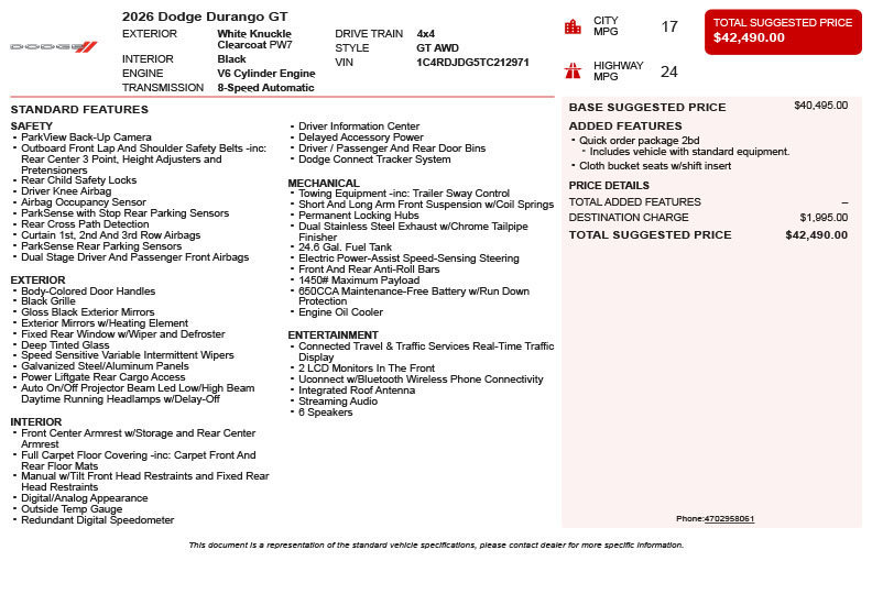 Used 2026 Dodge Durango GT AWD/4WD image 3