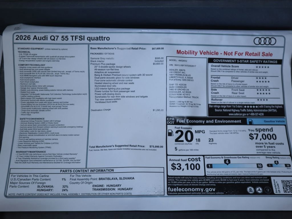 Used 2026 Audi Q7 3.0T Premium Plus w/ Premium Plus Package image 9