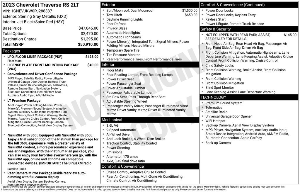 Certified 2023 Chevrolet Traverse RS w/ LPO, Floor Liner Package AWD/4WD image 5