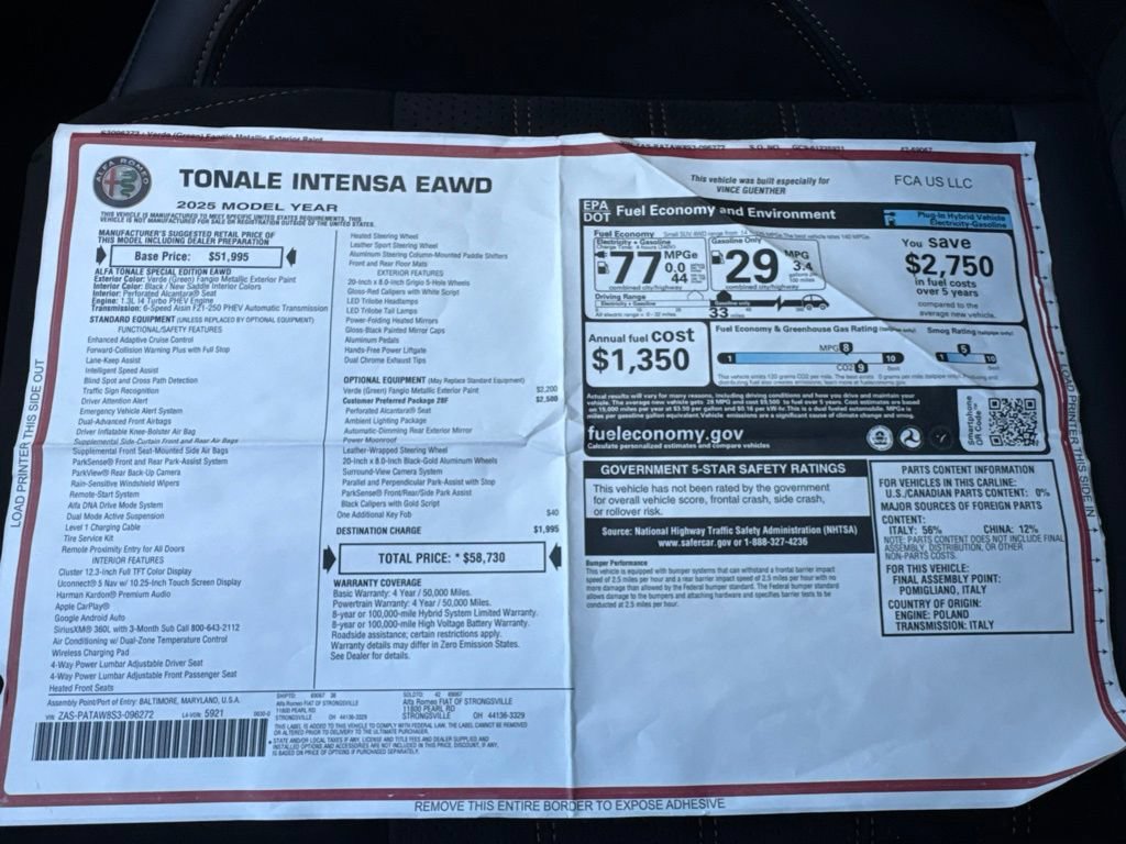 New 2025 Alfa Romeo Tonale AWD/4WD image 71