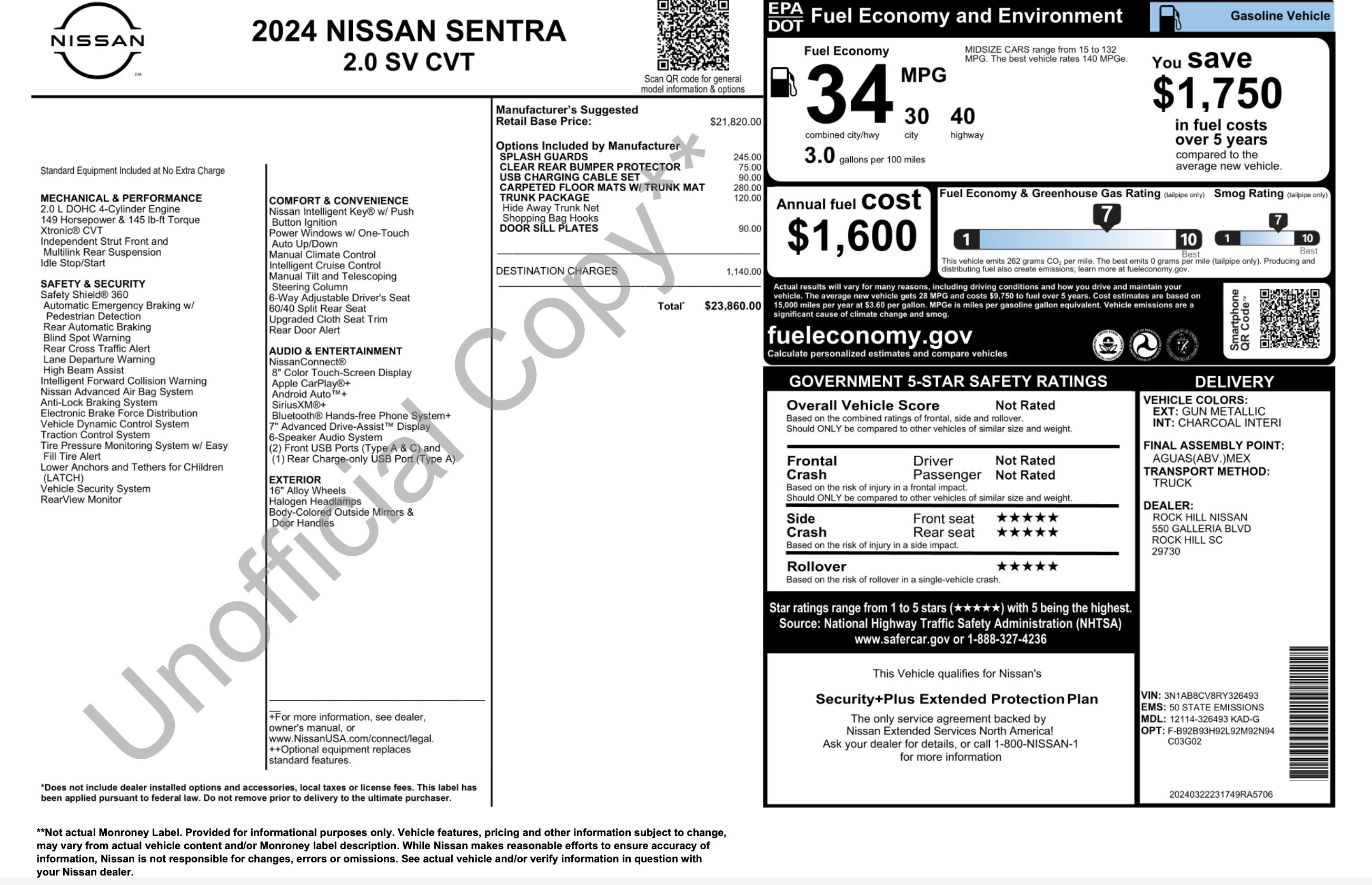 Used 2024 Nissan Sentra SV w/ Trunk Package FWD image 5