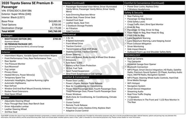 Used 2020 Toyota Sienna SE Premium w/ Nightshade Edition FWD image 9