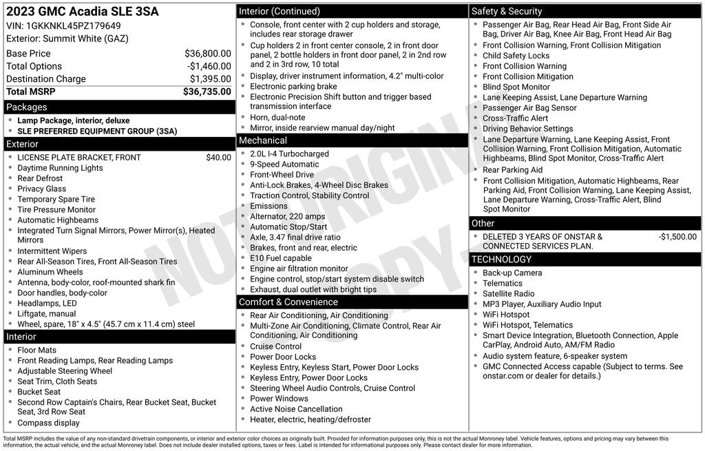 Used 2023 GMC Acadia SLE FWD image 38