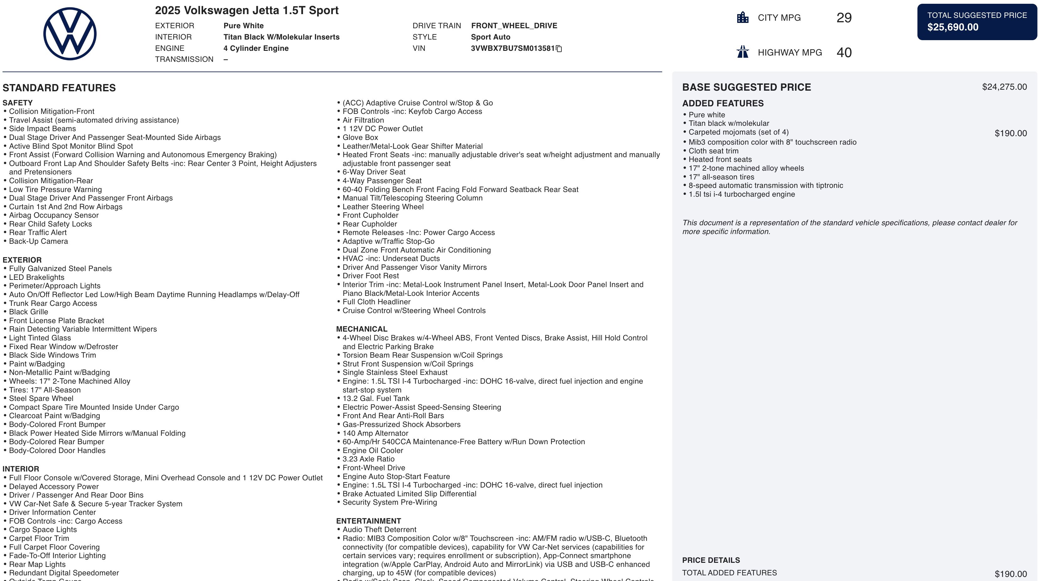 Used 2025 Volkswagen Jetta Sport image 3