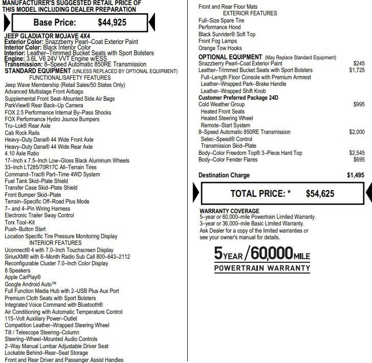 Used 2021 Jeep Gladiator Mojave w/ Cold Weather Group image 2