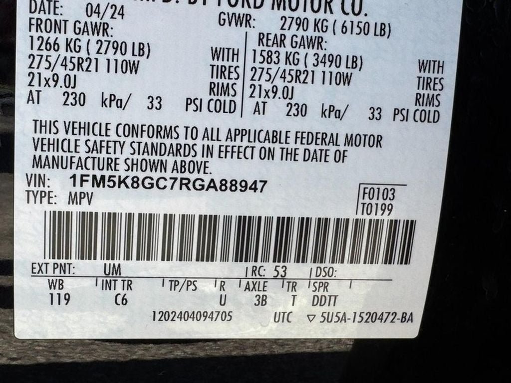 Used 2024 Ford Explorer ST w/ Equipment Group 401A AWD/4WD image 27