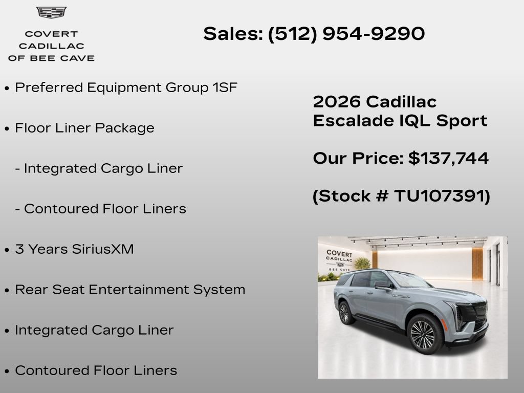 New 2026 Cadillac Escalade IQL Sport 1 w/ LPO, Floor Liner Package AWD/4WD image 7