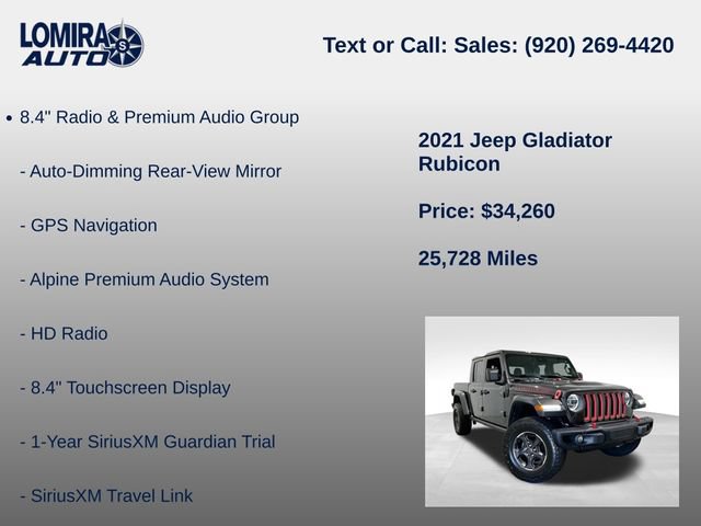Used 2021 Jeep Gladiator Rubicon w/ Dual Top Group AWD/4WD image 21