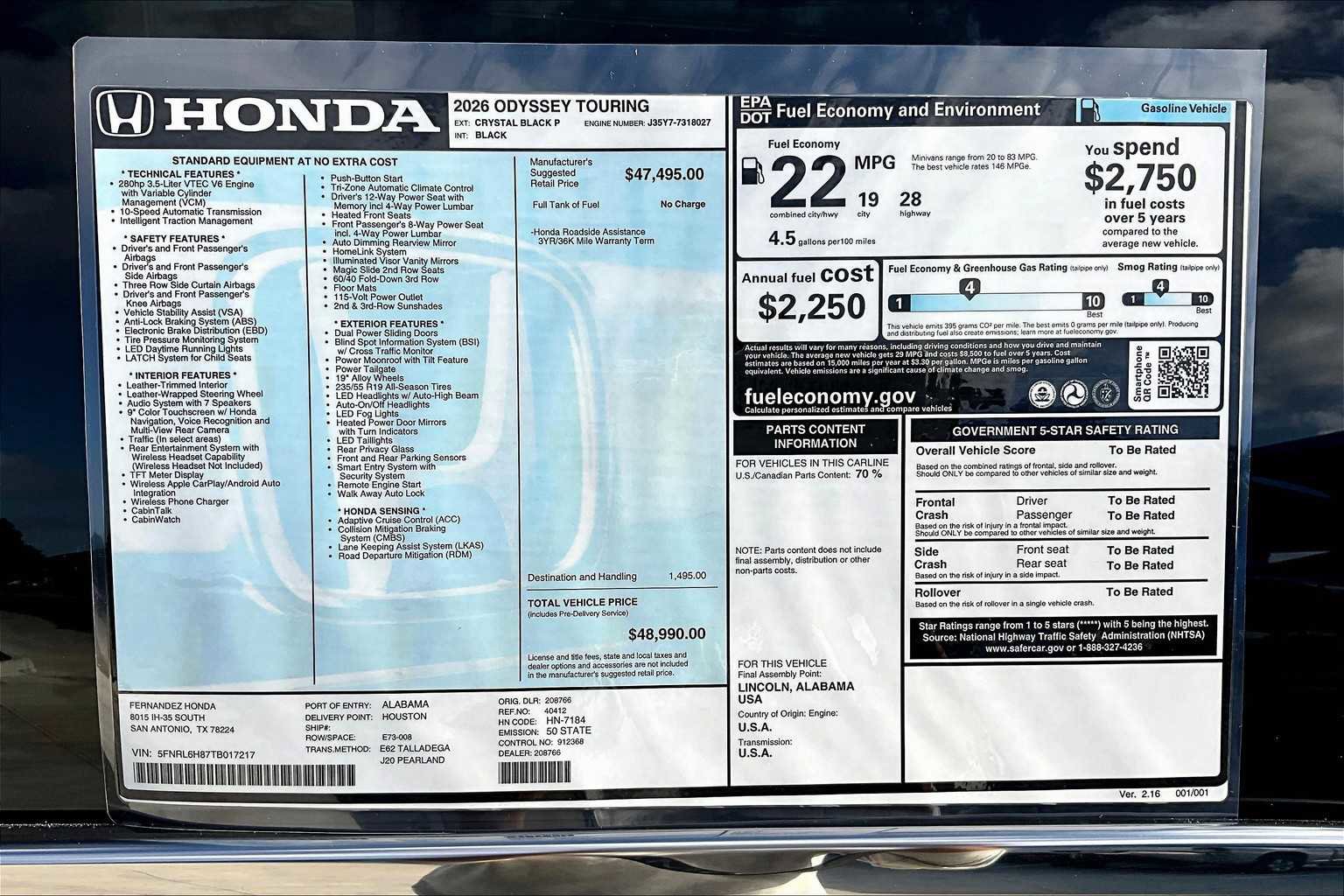 New 2026 Honda Odyssey Touring image 19