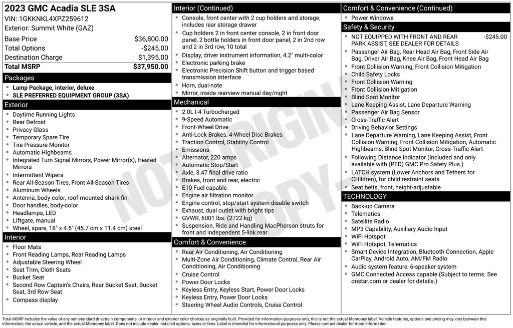 Used 2023 GMC Acadia SLE FWD image 25