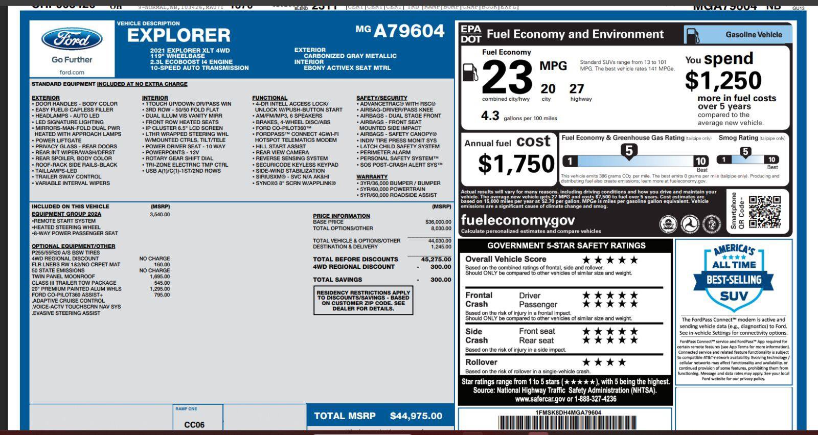 Certified 2021 Ford Explorer XLT w/ Equipment Group 202A AWD/4WD image 4