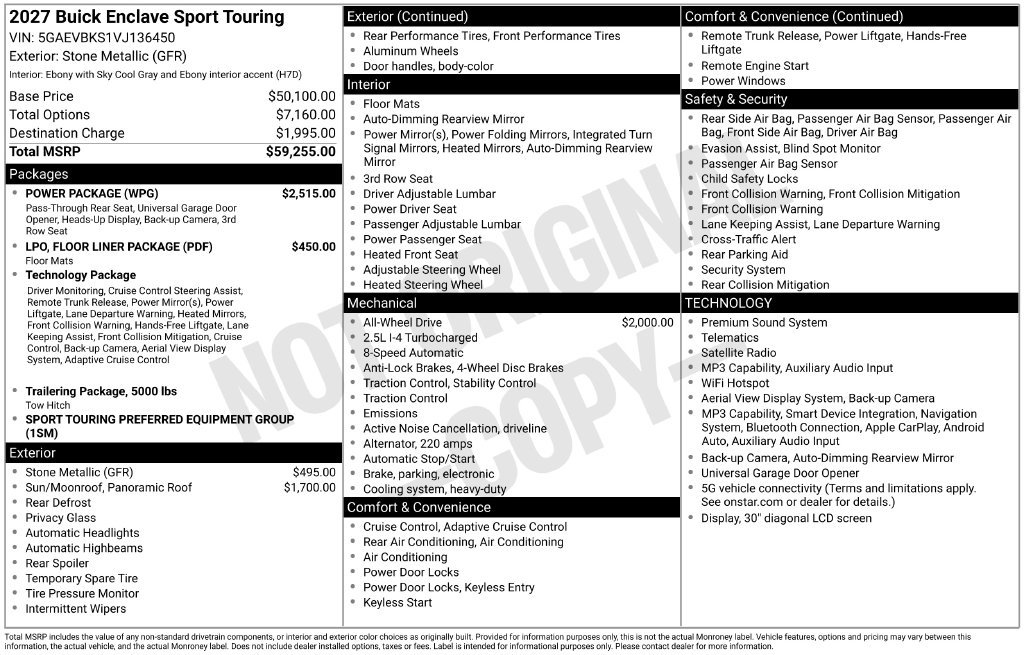 New 2027 Buick Enclave Sport Touring w/ Power Package AWD/4WD image 47