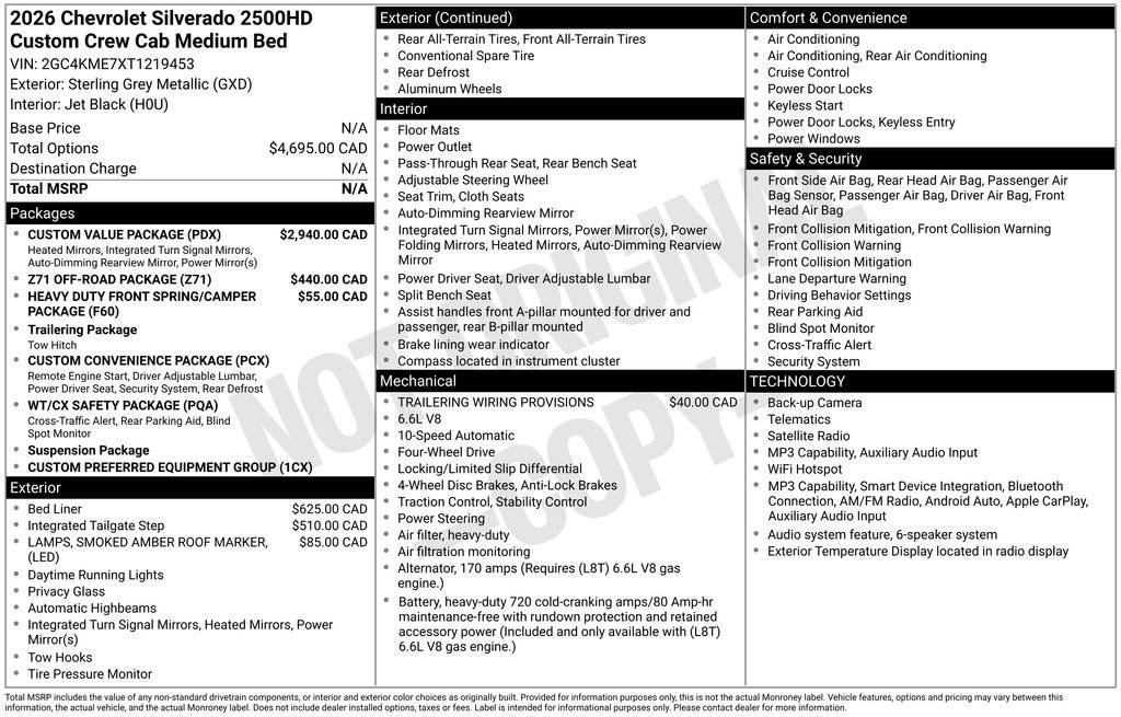 New 2026 Chevrolet Silverado 2500 Custom w/ Custom Value Package AWD/4WD image 5