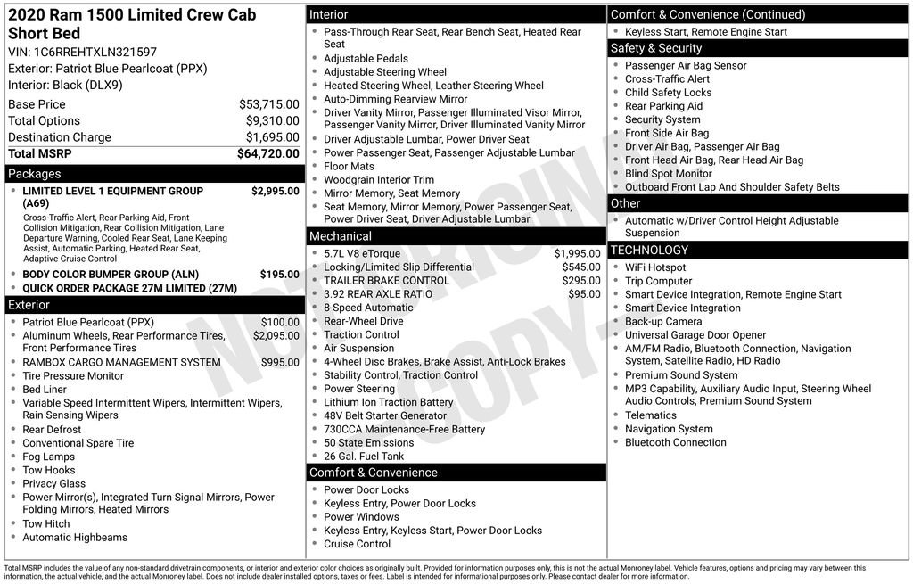 Certified 2020 RAM 1500 Limited RWD image 2
