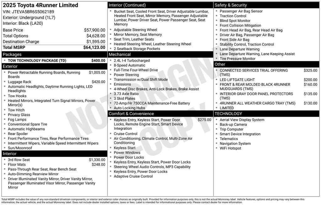 Used 2025 Toyota 4Runner Limited w/ Tow Technology Package AWD/4WD image 35