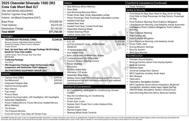 Used 2025 Chevrolet Silverado 1500 ZR2 w/ Technology Package AWD/4WD image 40