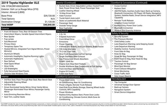 Used 2019 Toyota Highlander XLE image 29