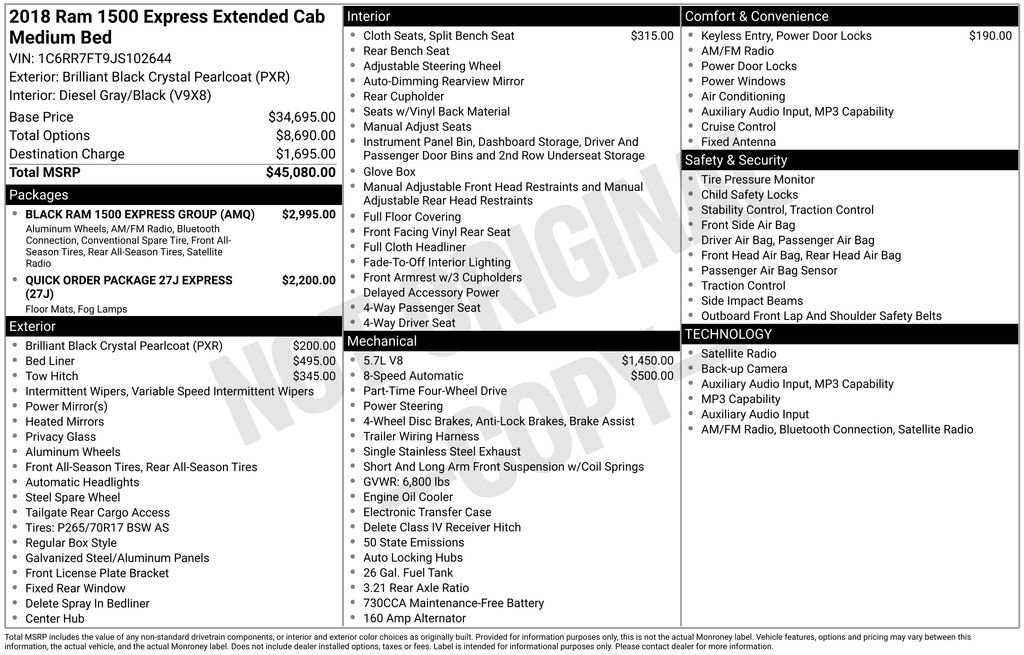 Used 2018 RAM 1500 Express w/ Black Ram 1500 Express Group AWD/4WD image 6