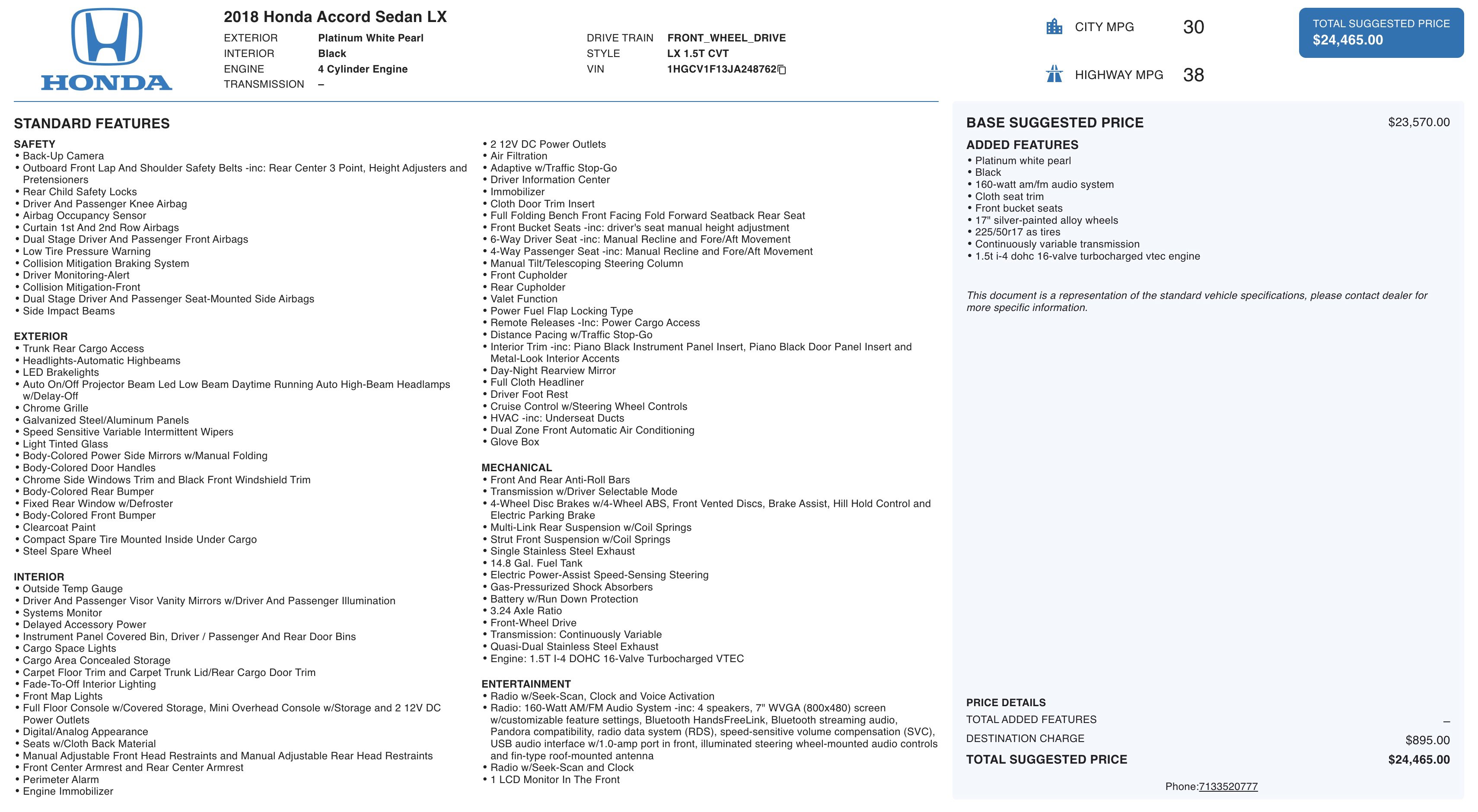 Used 2018 Honda Accord LX image 6