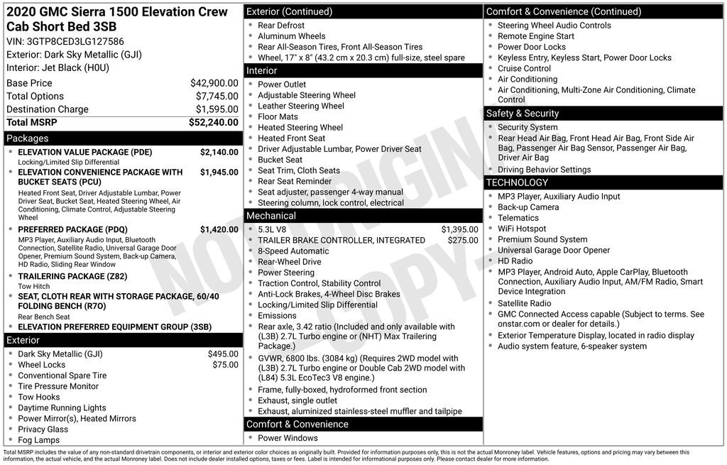 Used 2020 GMC Sierra 1500 Elevation w/ Elevation Value Package RWD image 12