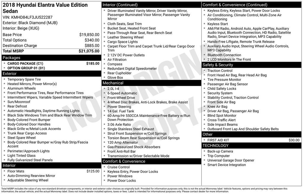 Used 2018 Hyundai Elantra Value Edition w/ Cargo Package FWD image 5