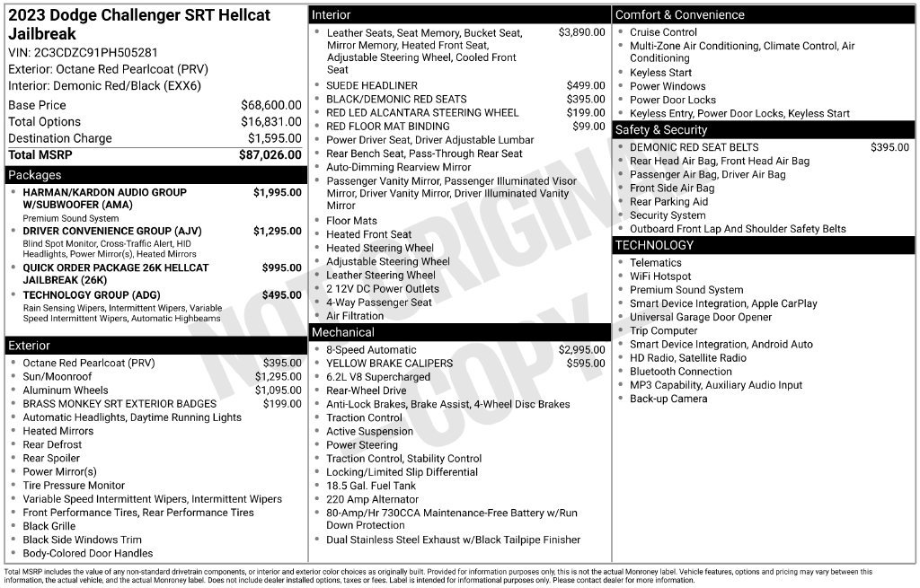 Used 2023 Dodge Challenger SRT Hellcat RWD image 5