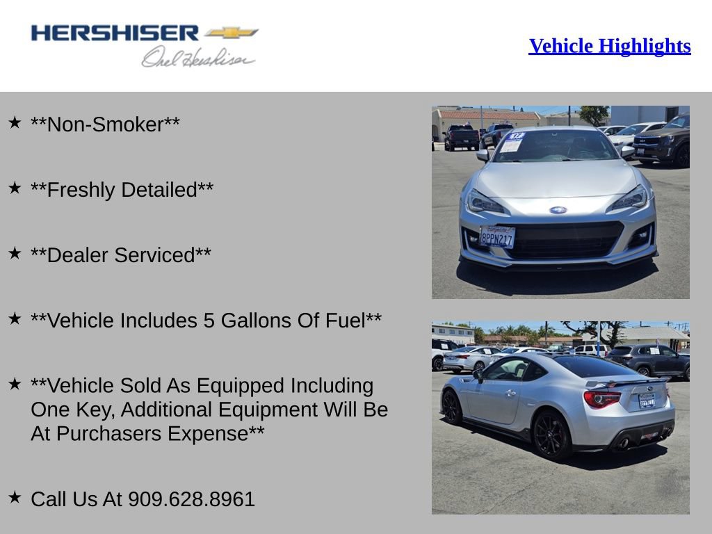 Used 2017 Subaru BRZ Limited w/ Performance Package RWD image 2
