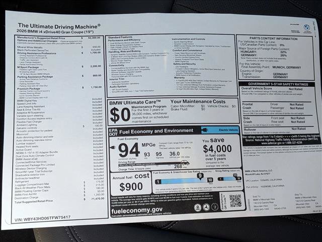 New 2026 BMW i4 xDrive40i w/ M Sport Package AWD/4WD image 20