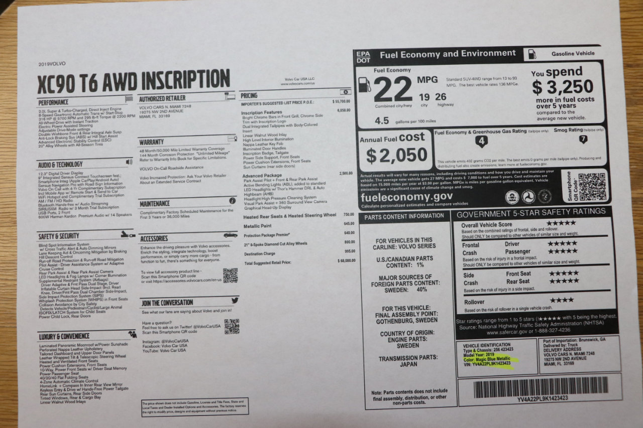 Used 2019 Volvo XC90 T6 Inscription w/ Advanced Package image 49