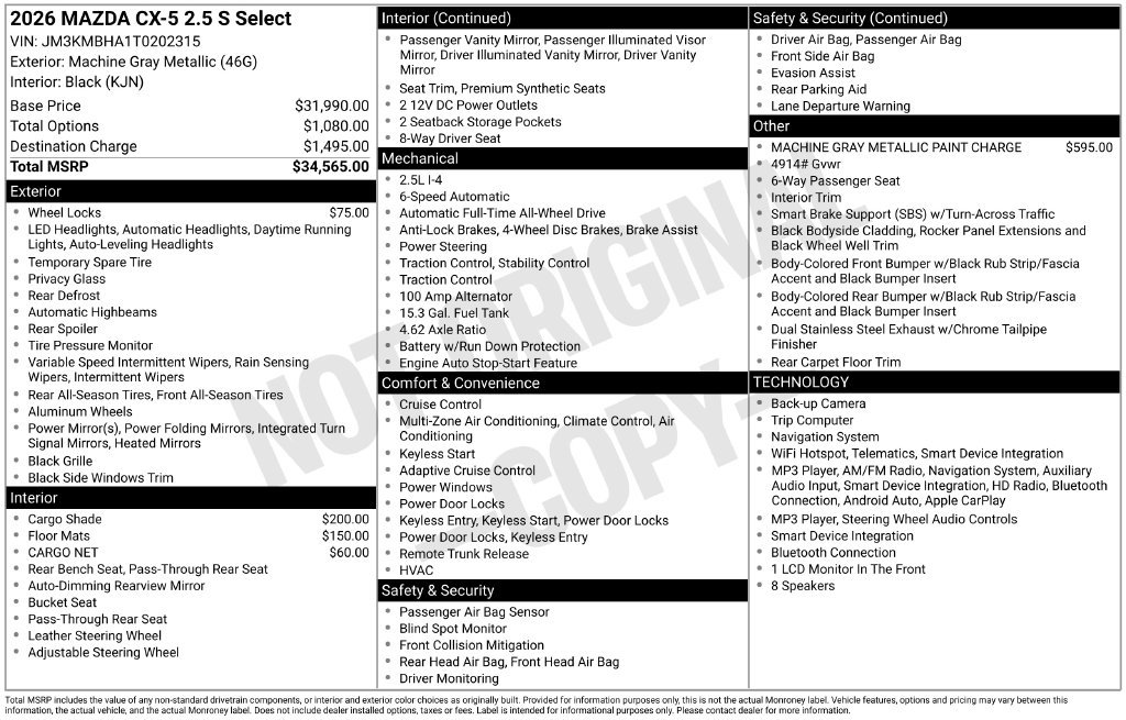 New 2026 MAZDA CX-5 Select AWD/4WD image 33