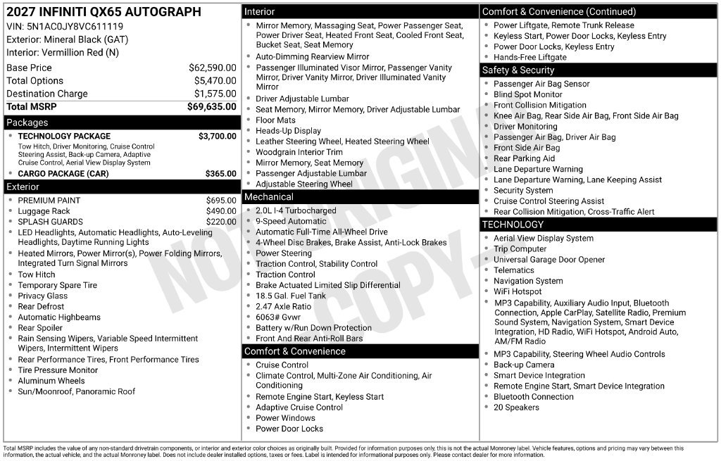 New 2027 INFINITI QX65 Autograph w/ Technology Package AWD/4WD image 4