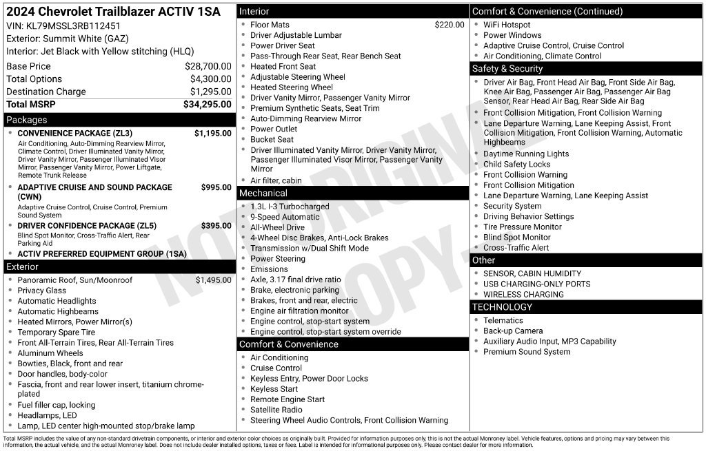 Used 2024 Chevrolet TrailBlazer ACTIV w/ Convenience Package AWD/4WD image 2