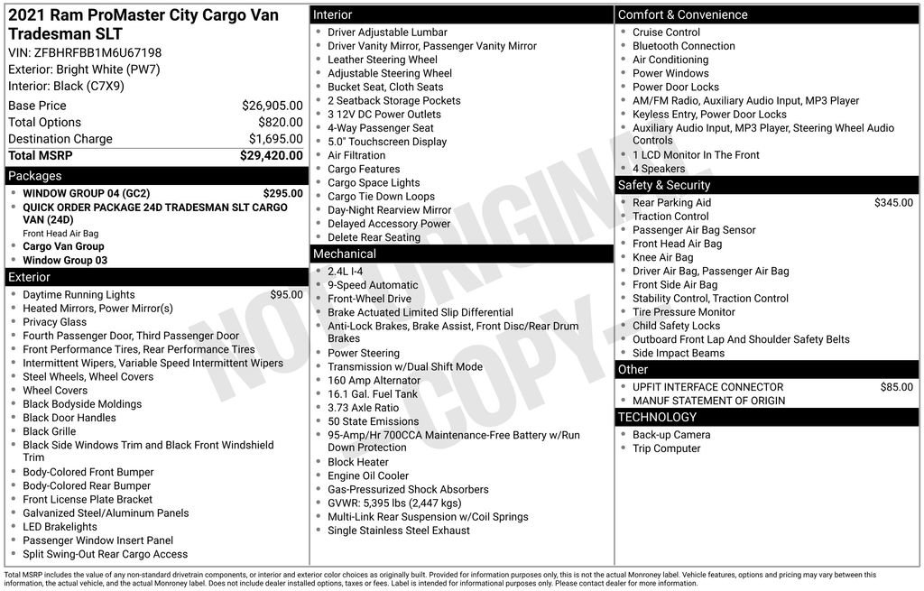 Used 2021 RAM ProMaster City Tradesman SLT w/ Window Group 04 image 6